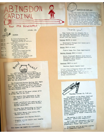 A photo documenting the construction of the Abingdon playground in 1985.