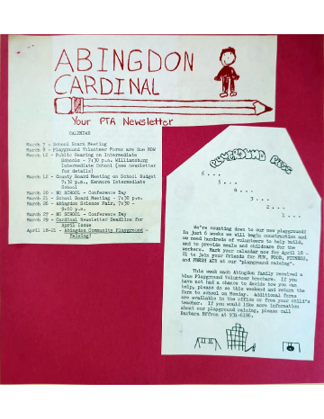 A photo documenting the construction of the Abingdon playground in 1985.