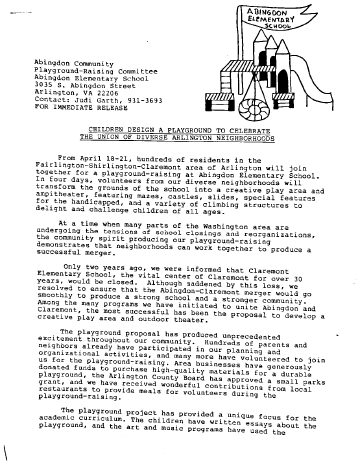 A photo documenting the construction of the Abingdon playground in 1985.