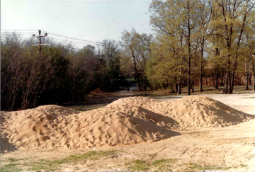 A photo documenting the construction of the Abingdon playground in 1985.