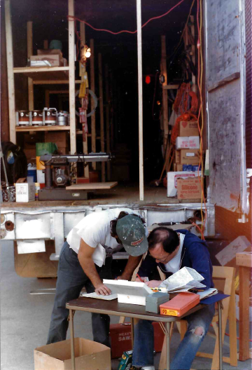 A photo documenting the construction of the Abingdon playground in 1985.