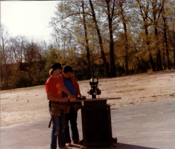 A photo documenting the construction of the Abingdon playground in 1985.