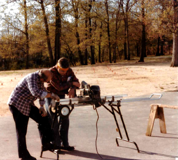 A photo documenting the construction of the Abingdon playground in 1985.