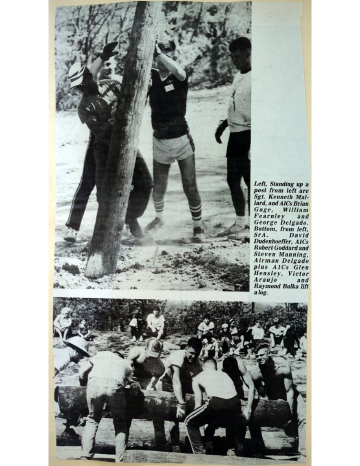 A photo documenting the construction of the Abingdon playground in 1985.