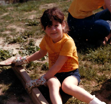 A photo documenting the construction of the Abingdon playground in 1985.