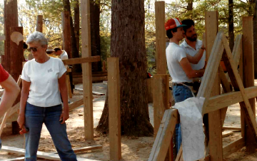 A photo documenting the construction of the Abingdon playground in 1985.