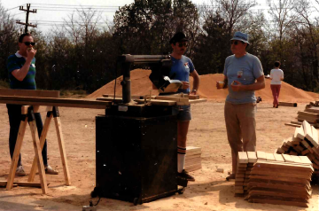 A photo documenting the construction of the Abingdon playground in 1985.