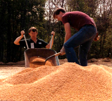 A photo documenting the construction of the Abingdon playground in 1985.