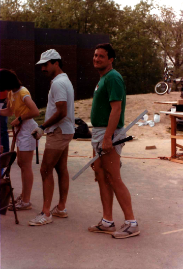 A photo documenting the construction of the Abingdon playground in 1985.