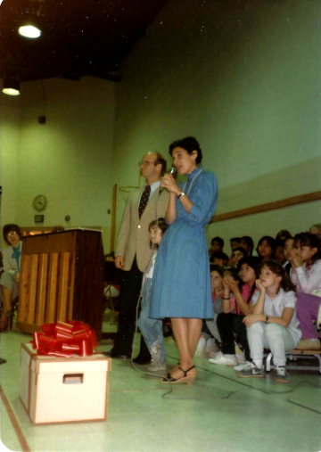 A photo documenting the construction of the Abingdon playground in 1985.