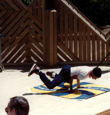 A photo documenting the construction of the Abingdon playground in 1985.