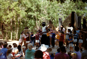 A photo documenting the construction of the Abingdon playground in 1985.