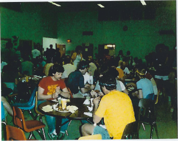 A photo documenting the construction of the Abingdon playground in 1985.